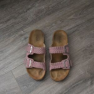 Pink Braided Slide Sandals
